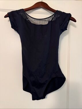 Women’s Ballet leotard Gaynor Minden Black Mesh Yoke Cap Slve size small